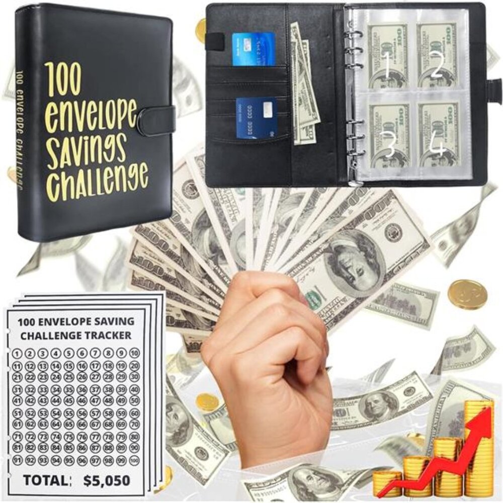 100 Envelopes Money Saving Challenge Binder & Budget Planner Savings Book